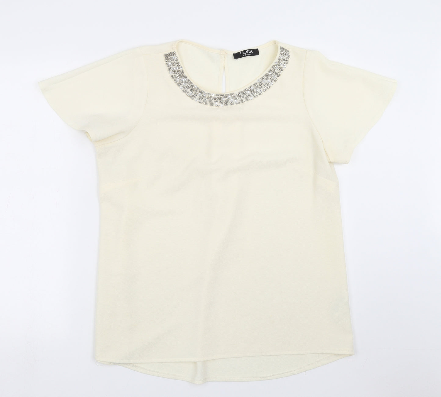 George Womens Ivory   Basic Blouse Size 14  - beaded neck line