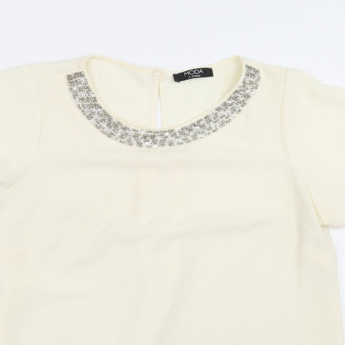 George Womens Ivory   Basic Blouse Size 14  - beaded neck line