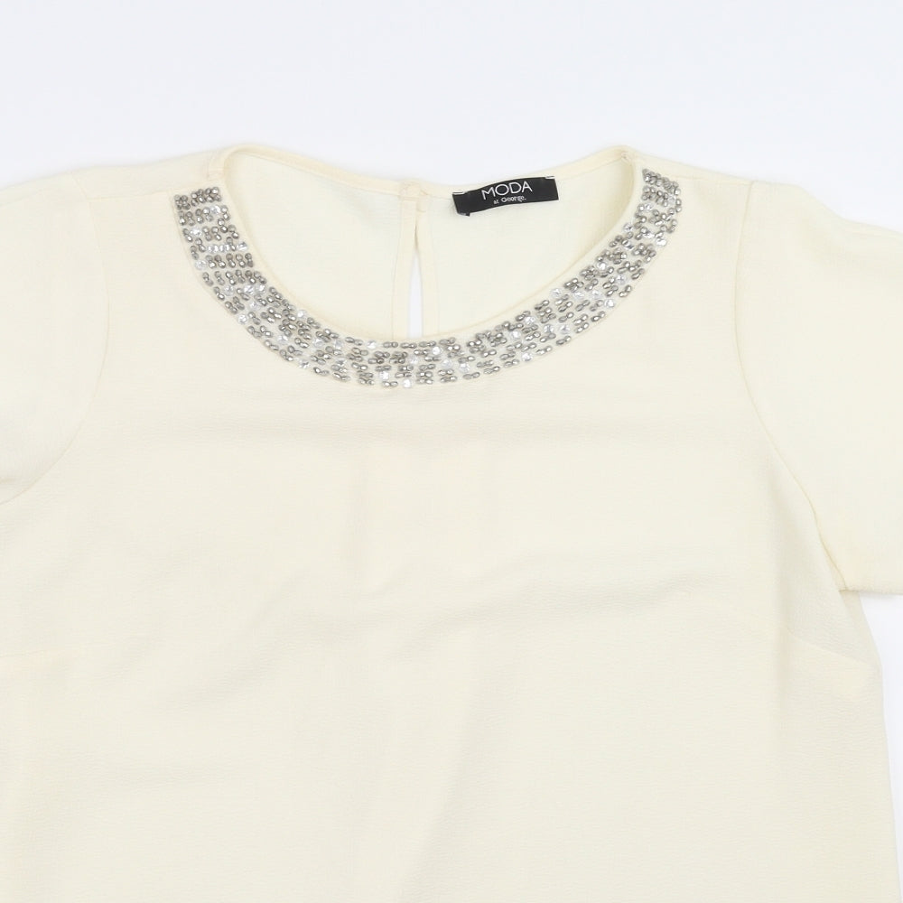 George Womens Ivory   Basic Blouse Size 14  - beaded neck line