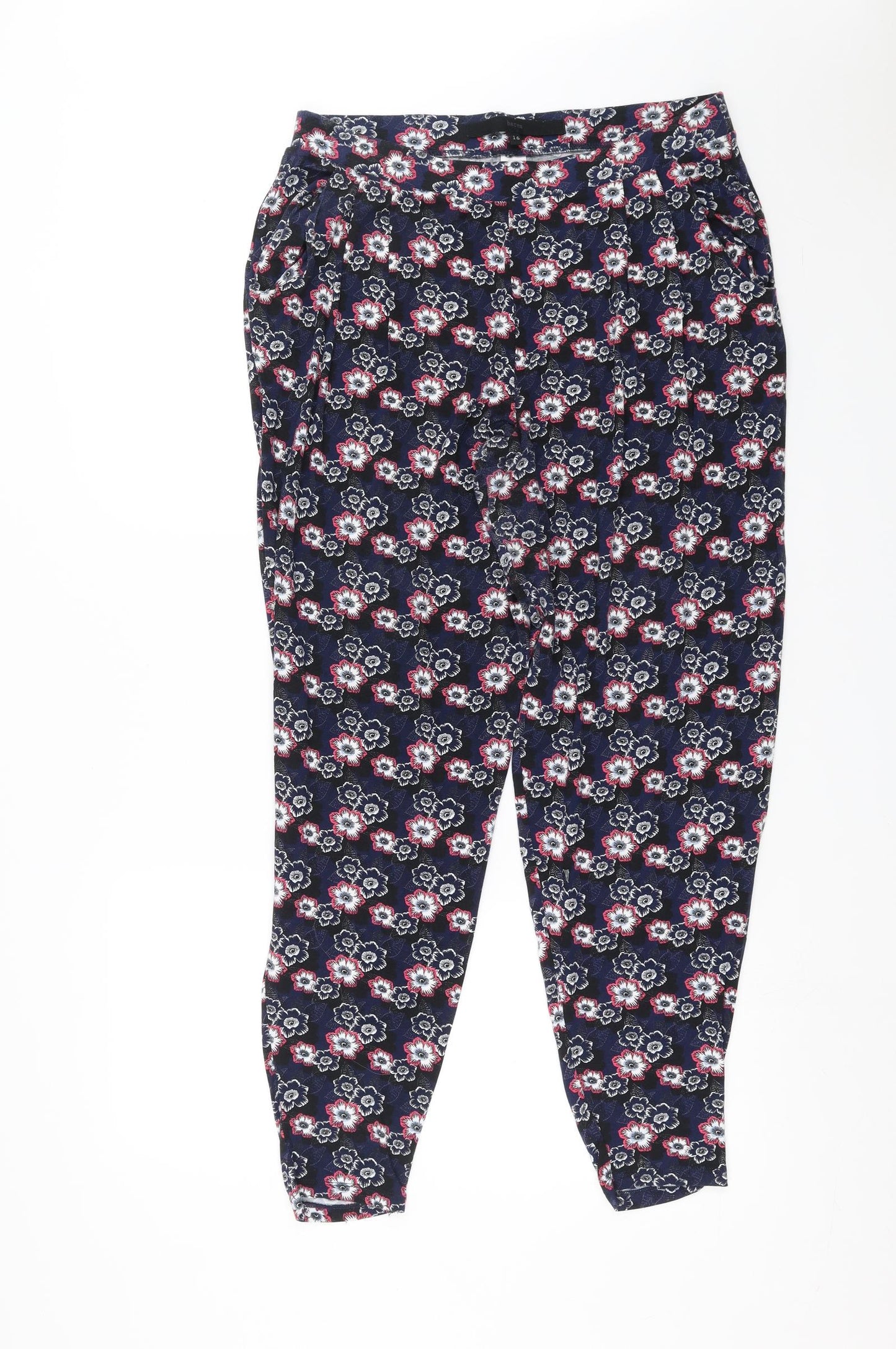 NEXT Womens Black Floral  Harem Trousers Size 16 L29 in