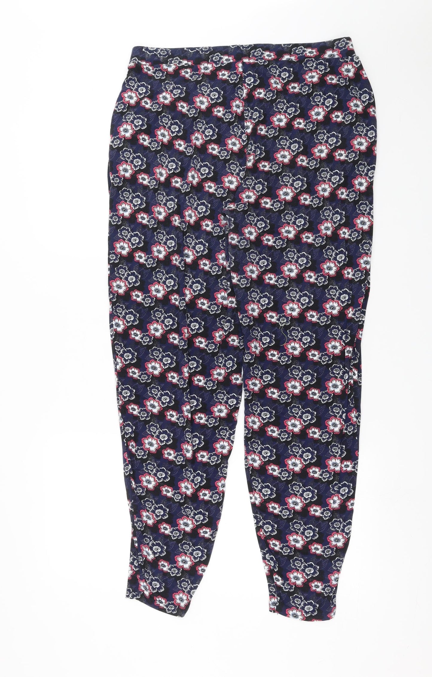 NEXT Womens Black Floral  Harem Trousers Size 16 L29 in