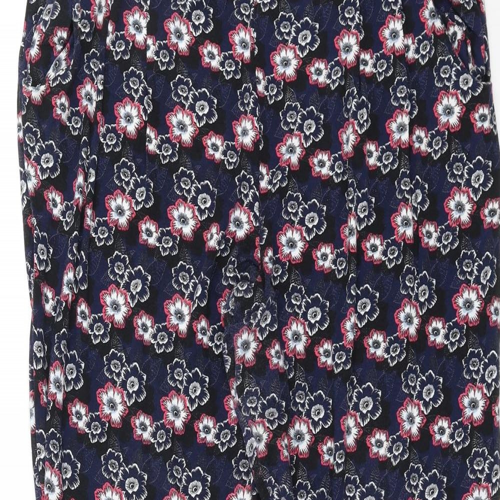 NEXT Womens Black Floral  Harem Trousers Size 16 L29 in