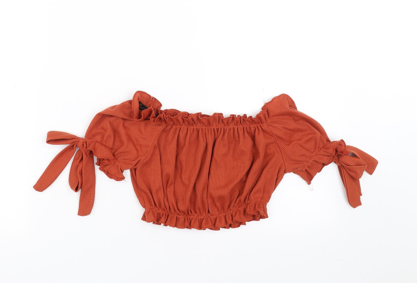 PRETTYLITTLETHING Womens Orange   Cropped Blouse Size 6