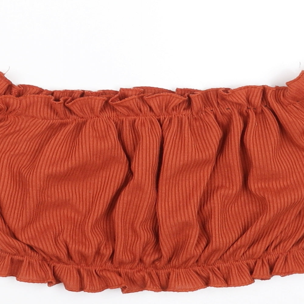 PRETTYLITTLETHING Womens Orange   Cropped Blouse Size 6