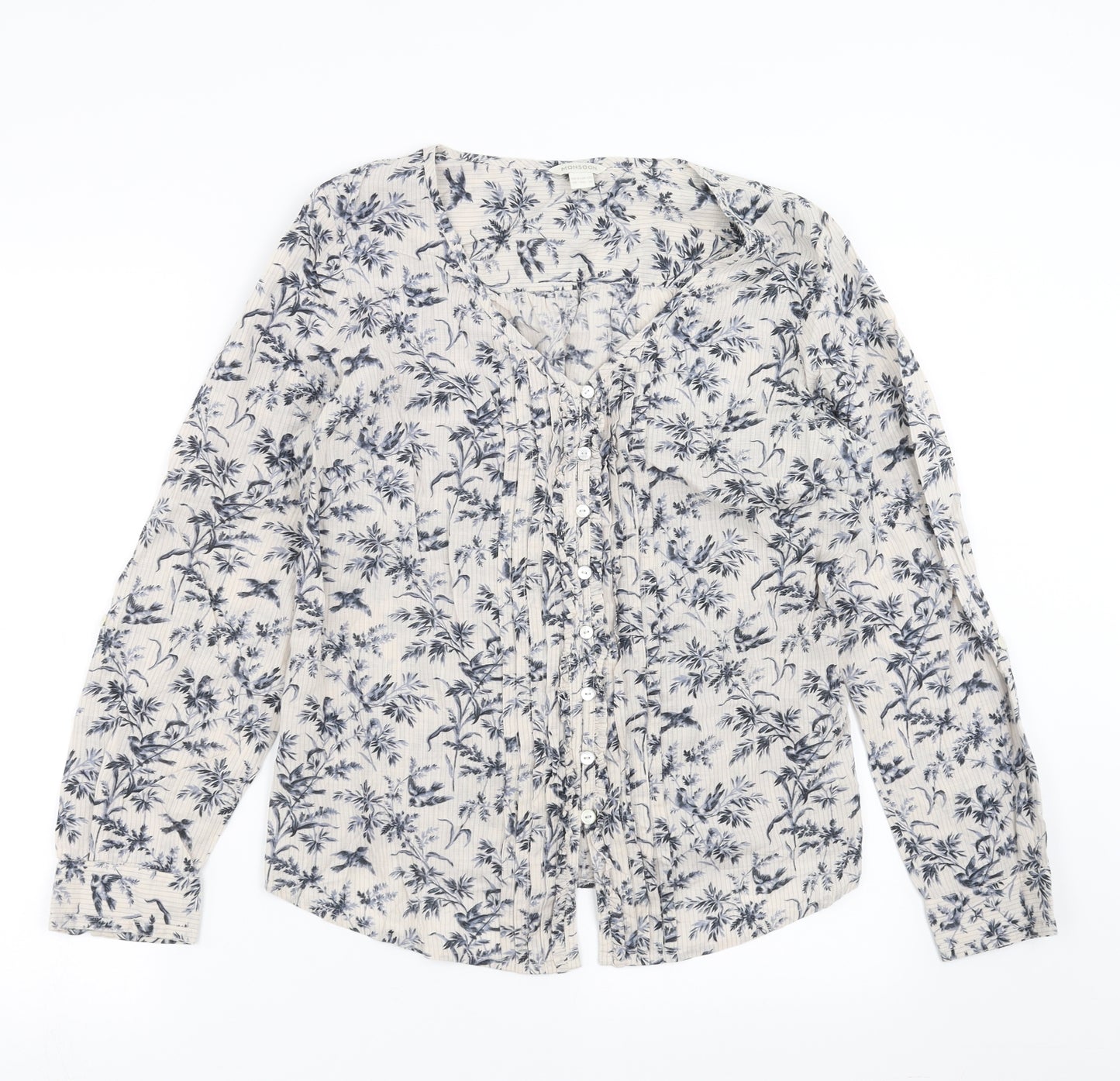 Monsoon Womens Grey Floral  Basic Blouse Size 14