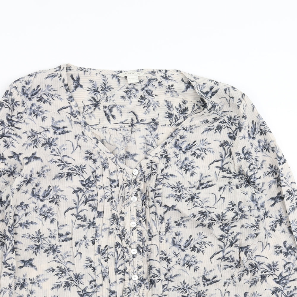 Monsoon Womens Grey Floral  Basic Blouse Size 14