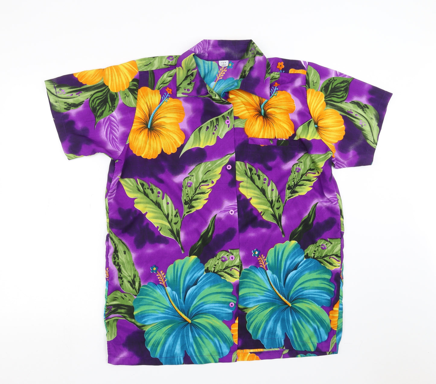 V.H.O Mens Purple Floral   Button-Up Size L