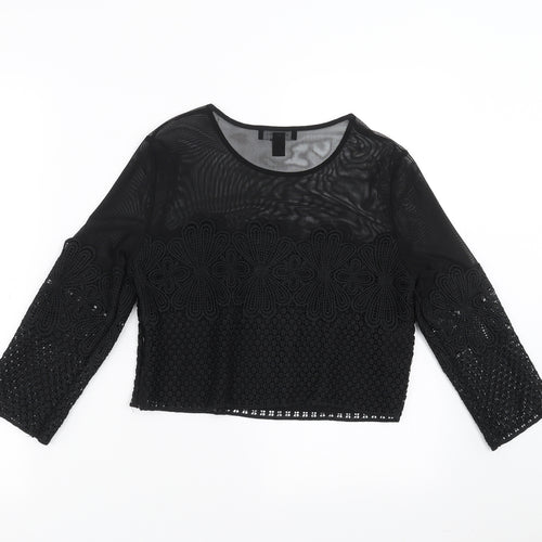 New Look Womens Black Floral  Basic Blouse Size 10