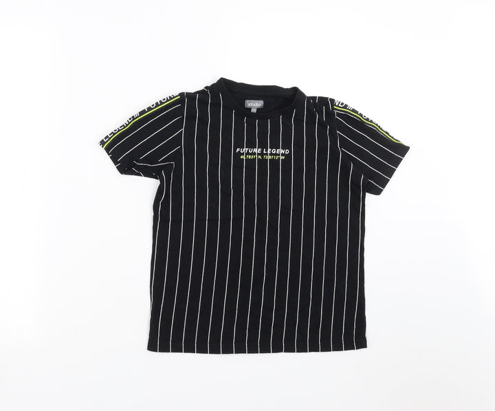 Studio Boys Black Striped Basic T-Shirt Size 8-9 Years - Future Legend