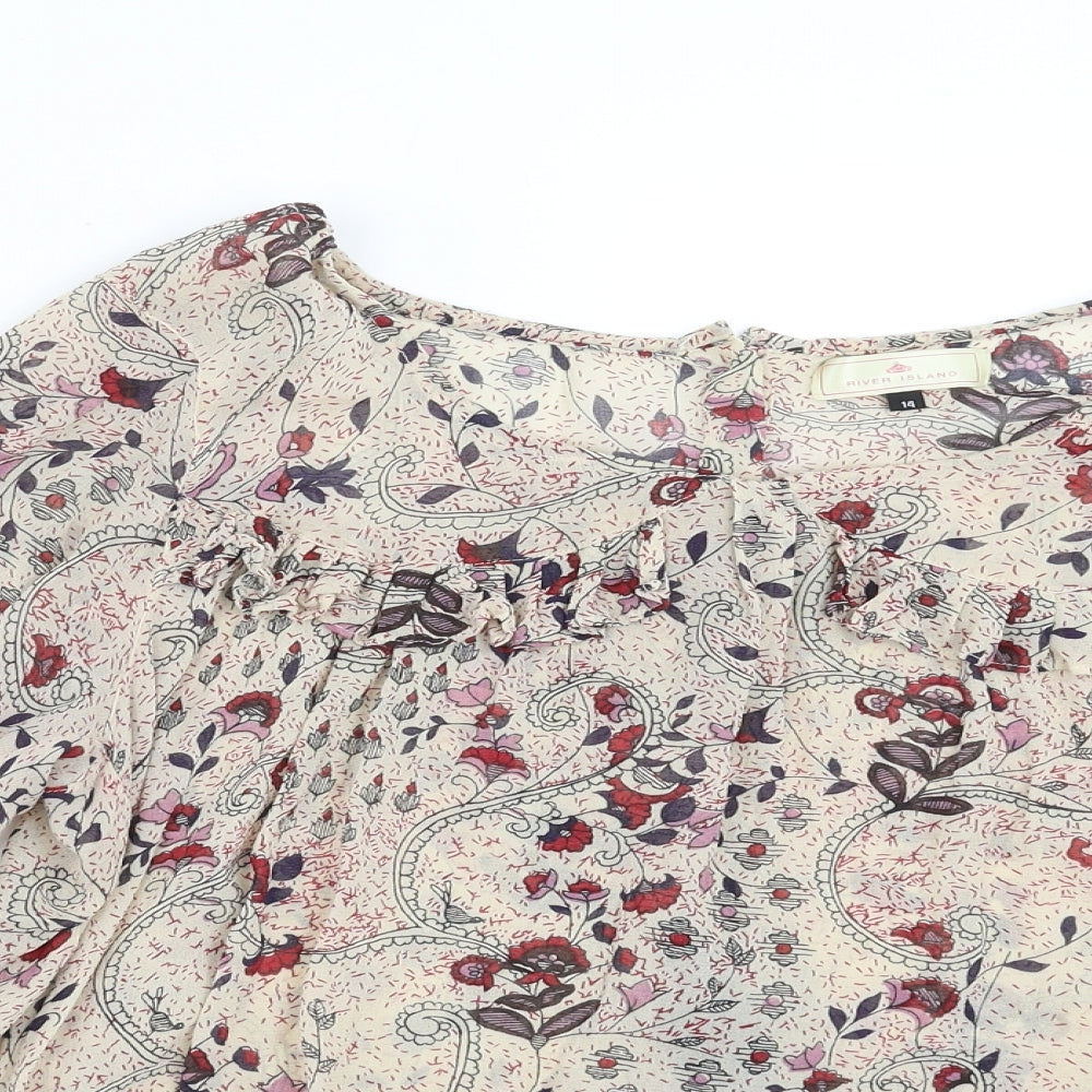 River Island Womens Beige Floral  Basic Blouse Size 14