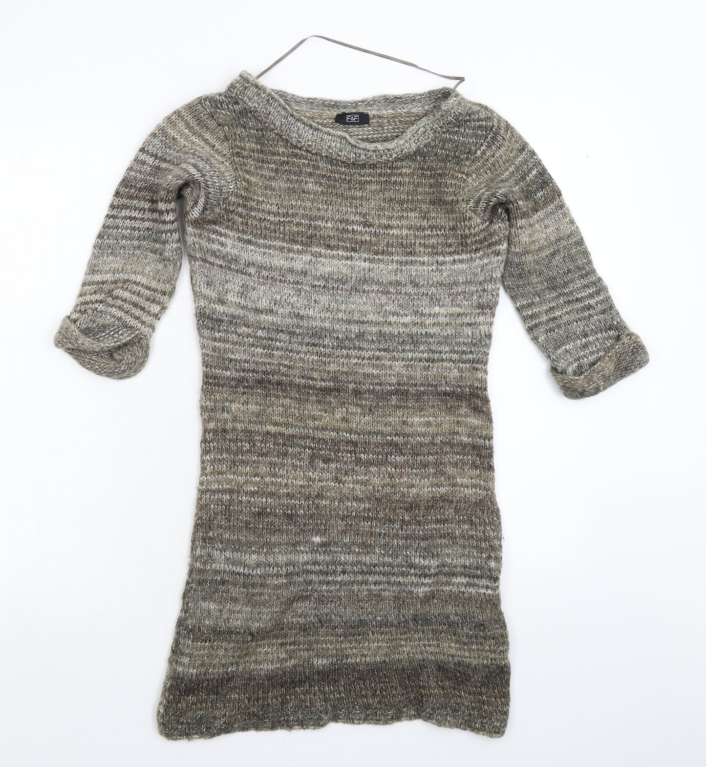 F&F Womens Grey  Knit Pullover Jumper Size 8