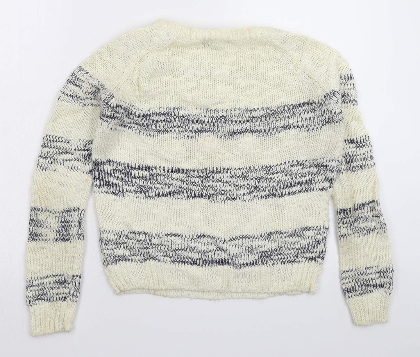 Papaya Womens White Striped Knit Pullover Jumper Size 12
