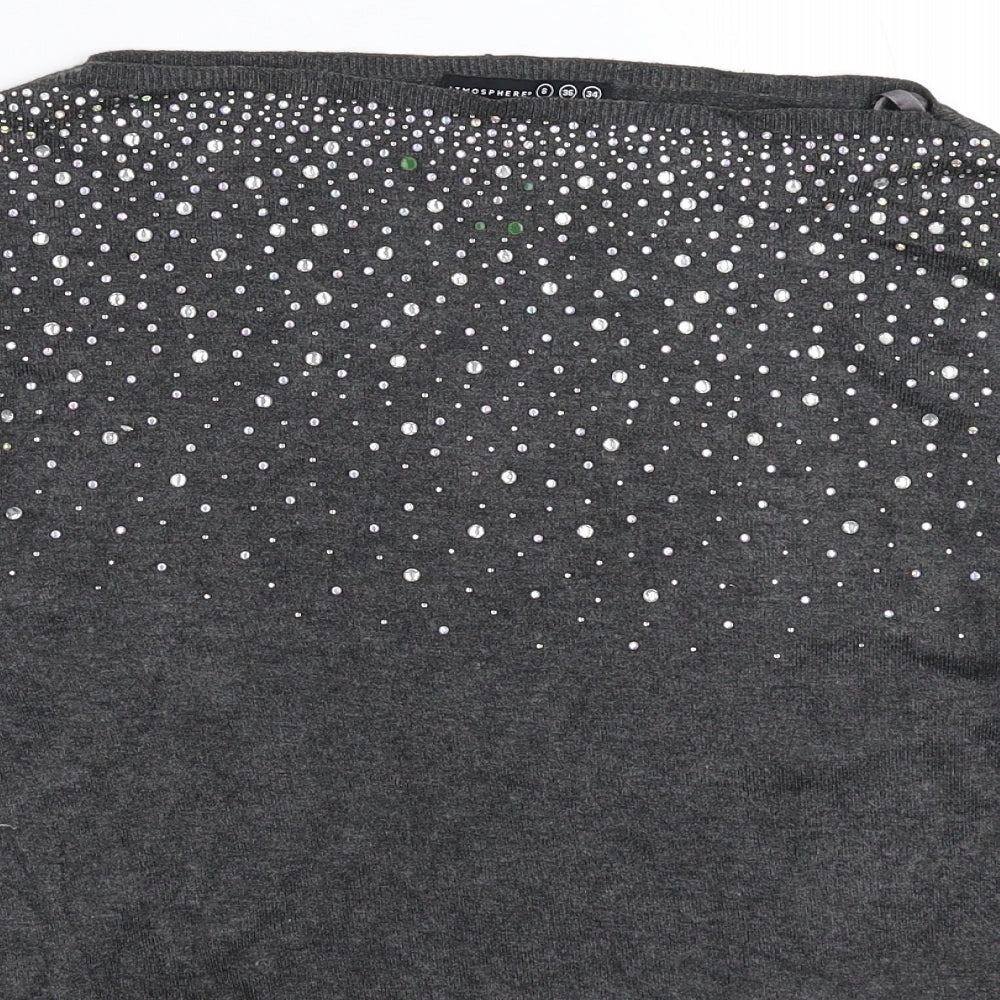 Atmosphere Womens Grey  Knit Pullover Jumper Size 8