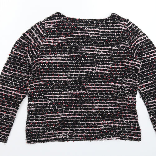 M&Co Womens Black Striped Knit Pullover Jumper Size 12