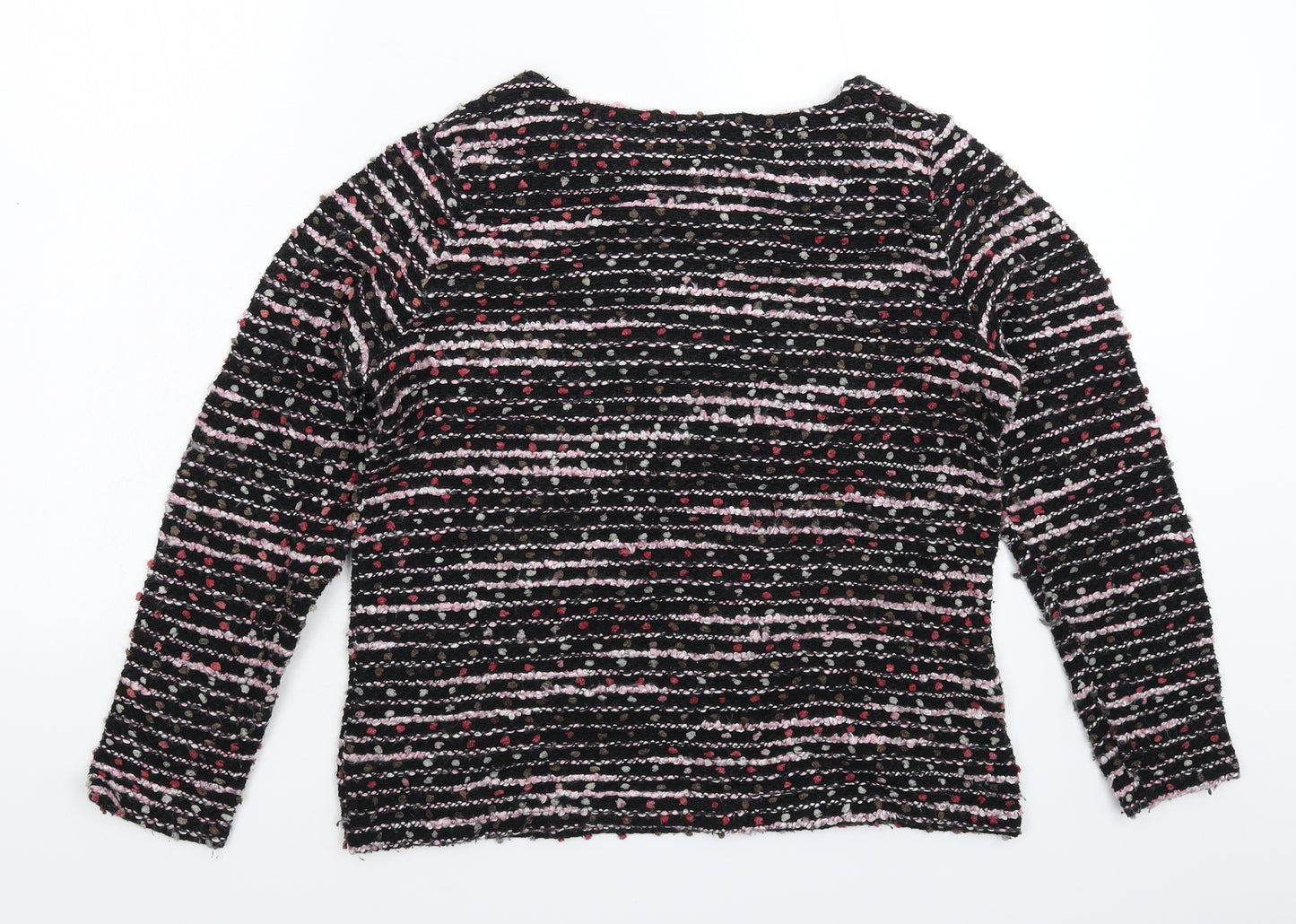 M&Co Womens Black Striped Knit Pullover Jumper Size 12