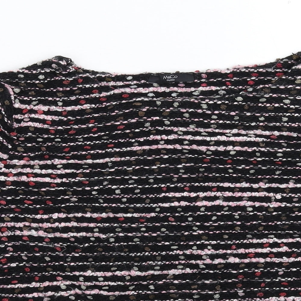 M&Co Womens Black Striped Knit Pullover Jumper Size 12
