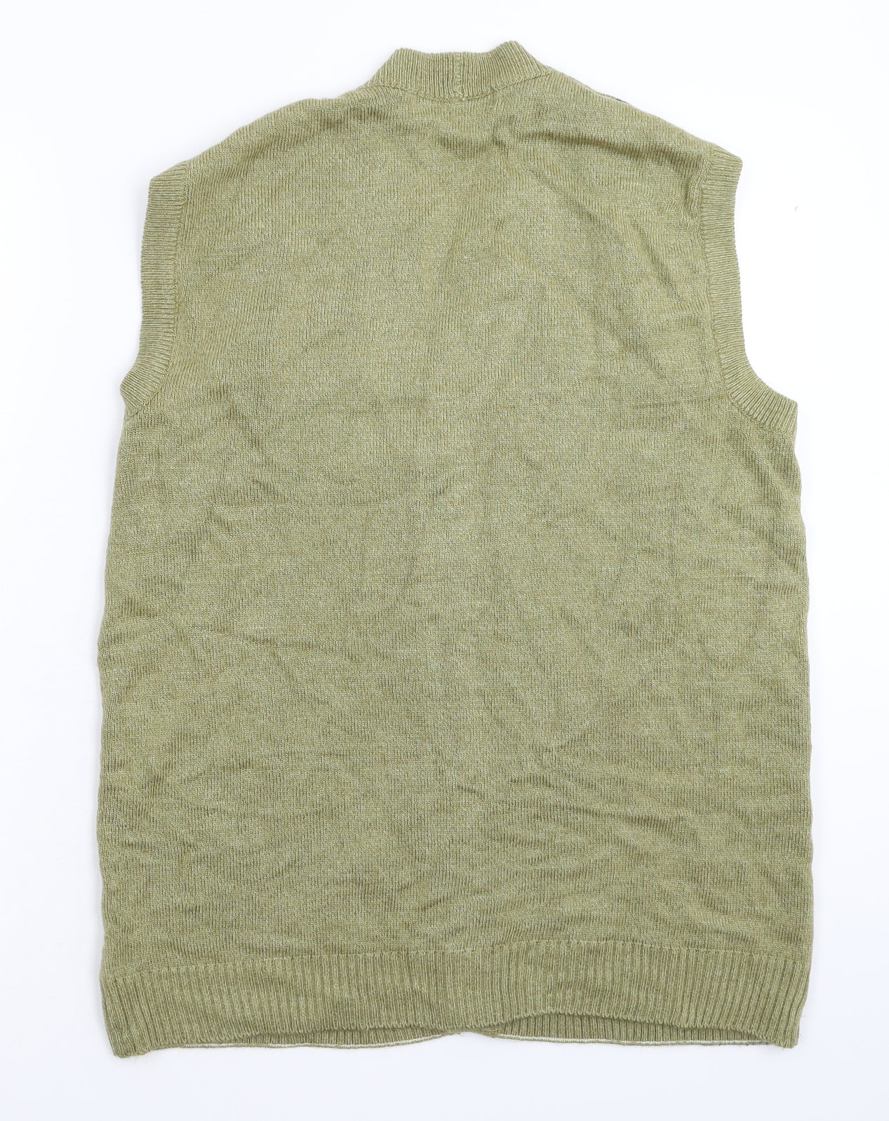 Preston Mens Green Check Knit Vest Jumper Size L