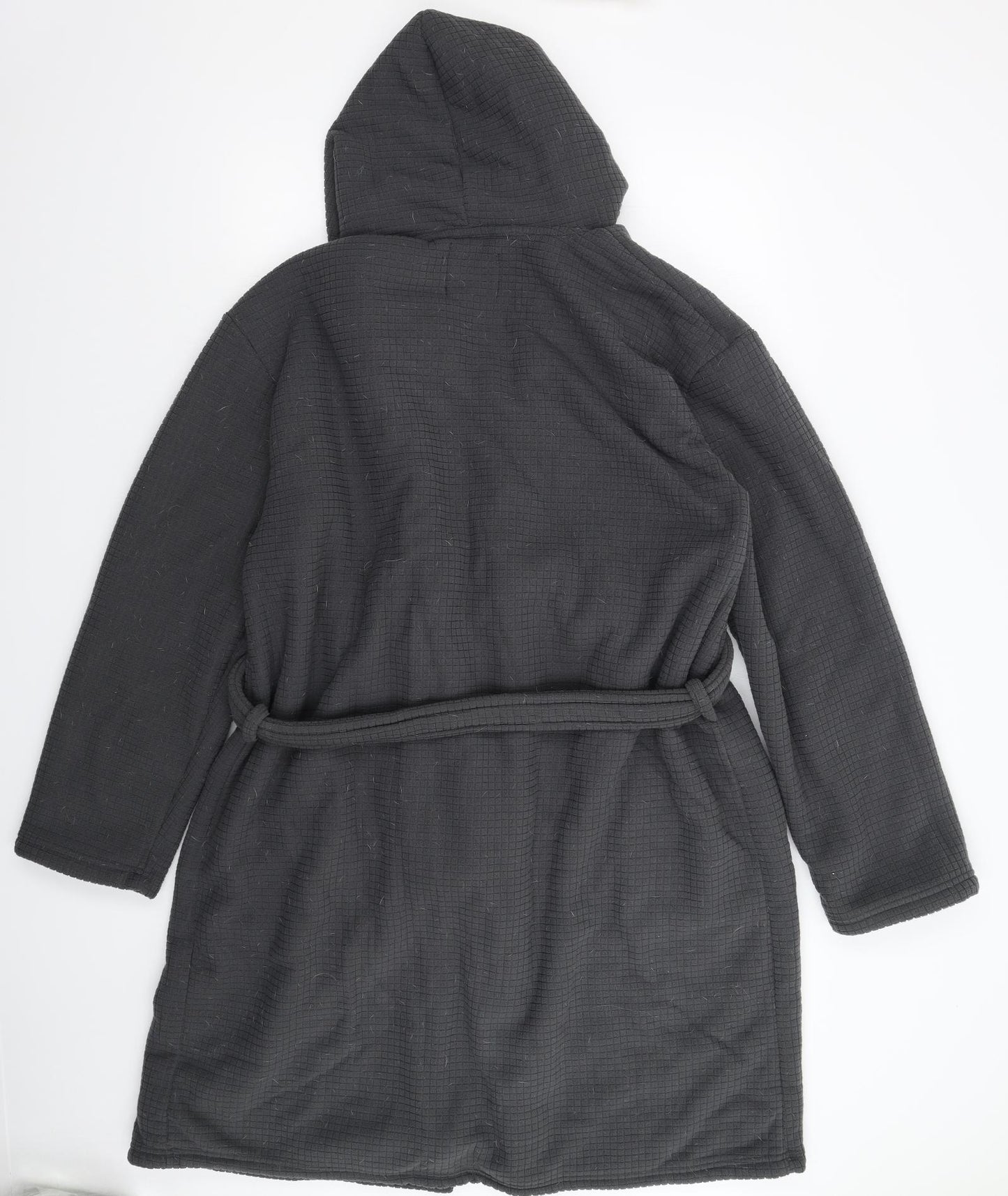 Boohoo Mens Grey Solid Fleece  Robe Size XL