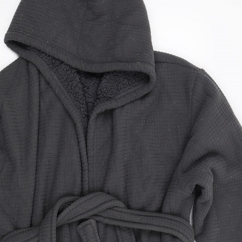 Boohoo Mens Grey Solid Fleece  Robe Size XL