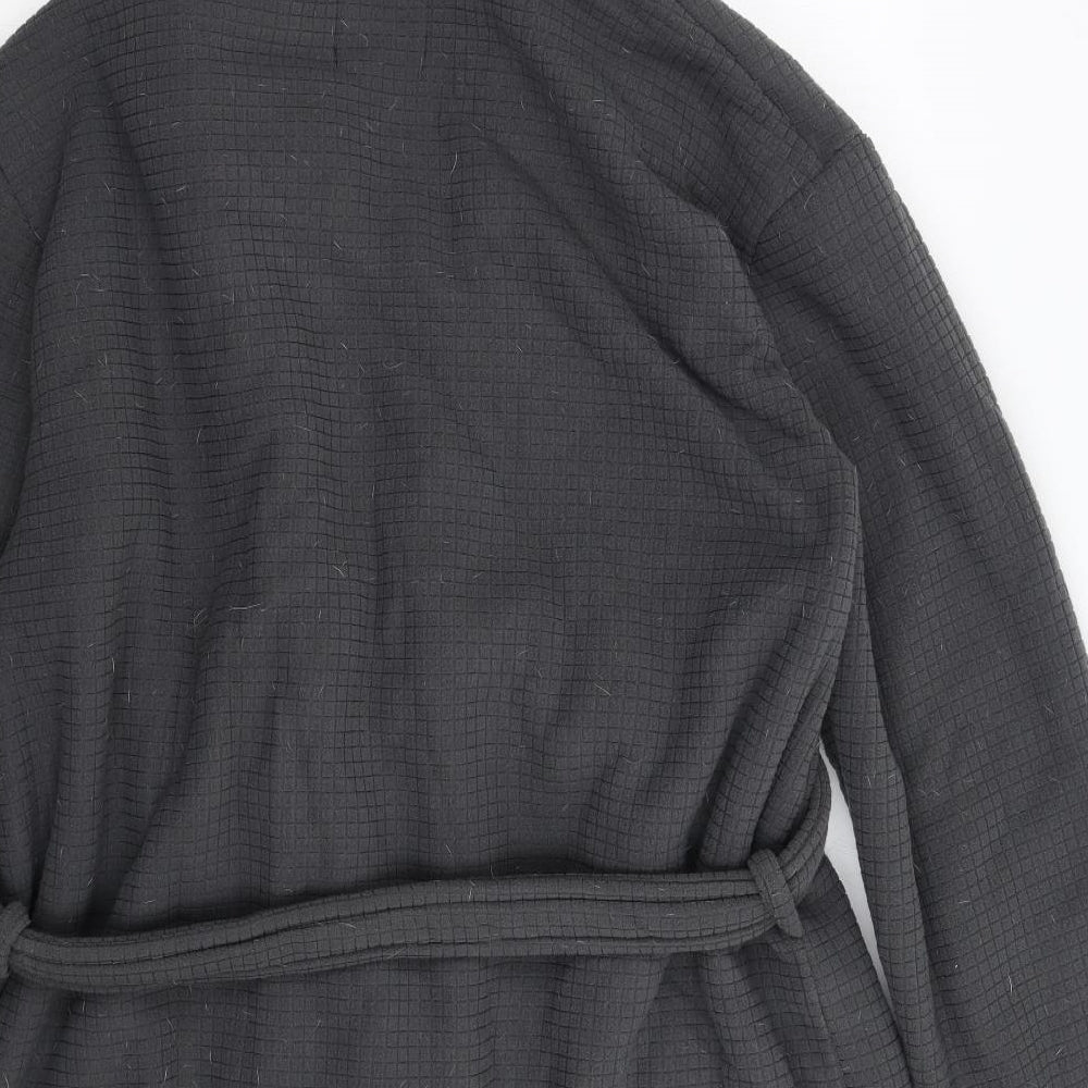 Boohoo Mens Grey Solid Fleece  Robe Size XL