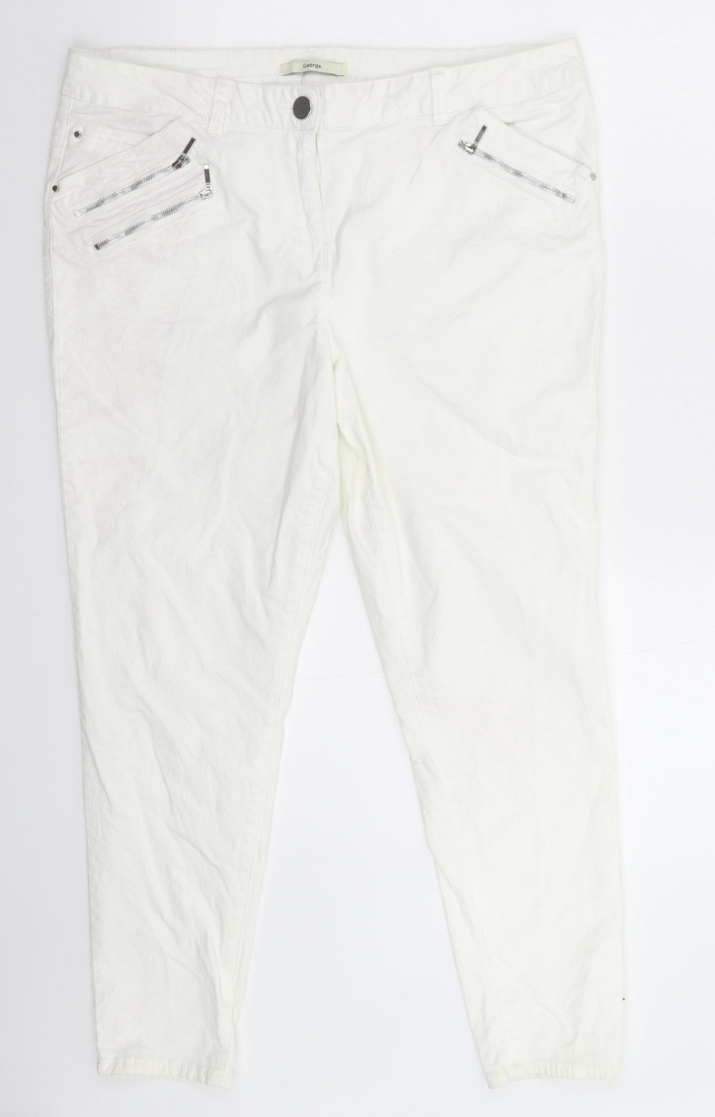 George Womens White  Denim Skinny Jeans Size 16 L27 in