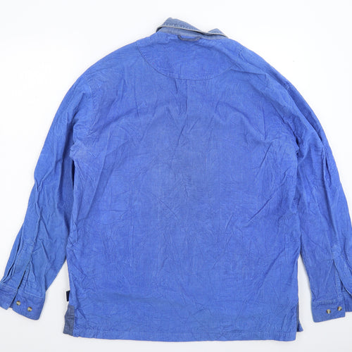 Cotton Traders Mens Blue  Corduroy  Button-Up Size L