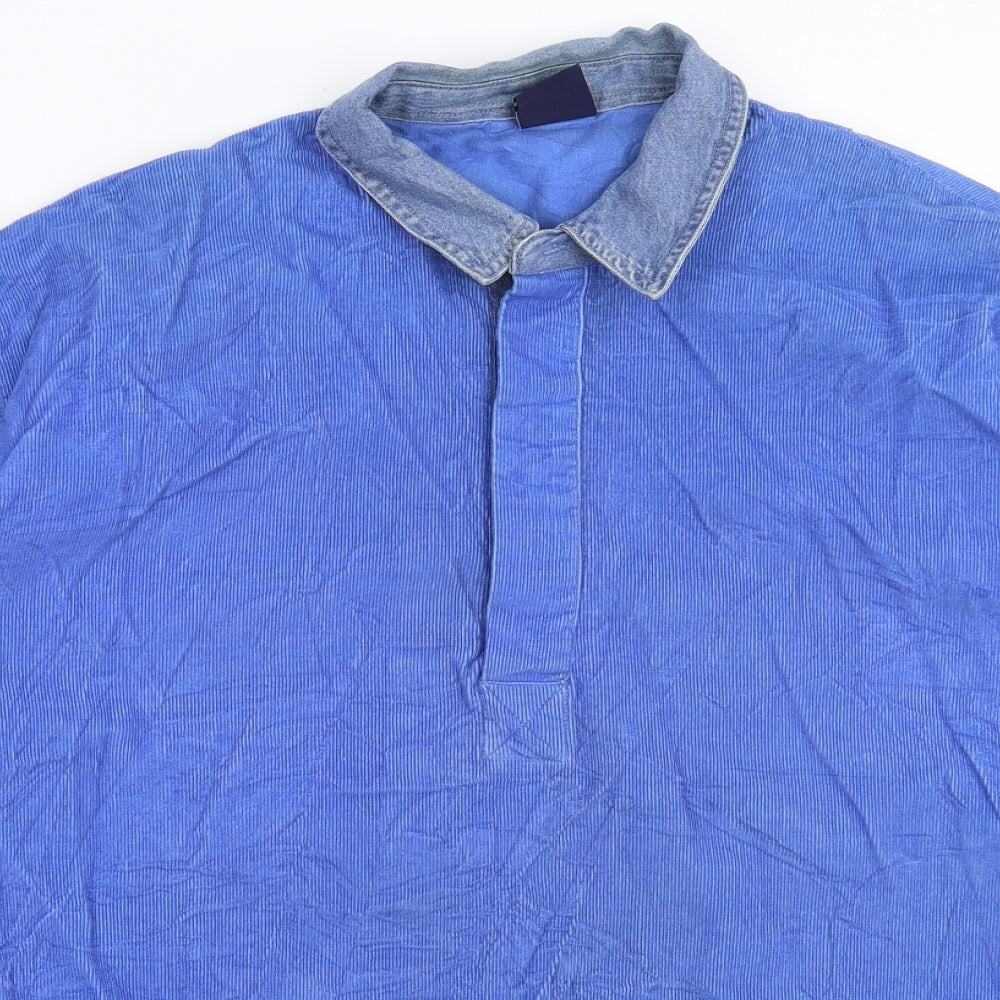 Cotton Traders Mens Blue  Corduroy  Button-Up Size L