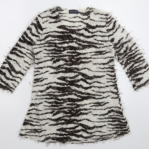 Saloos Womens Multicoloured Animal Print Knit Pullover Jumper Size 10