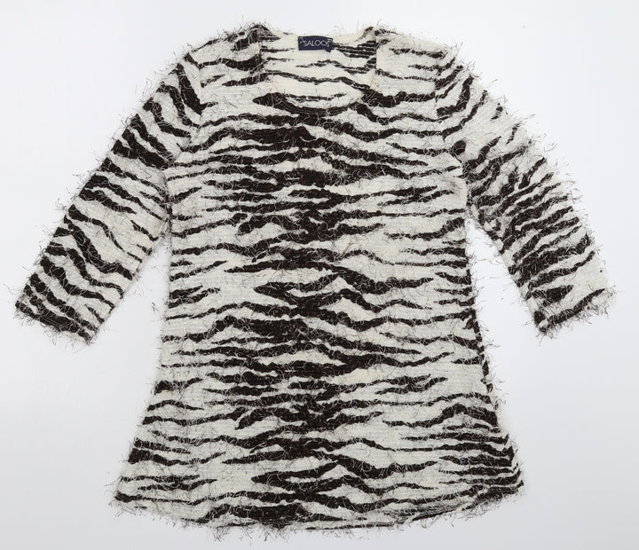 Saloos Womens Multicoloured Animal Print Knit Pullover Jumper Size 10