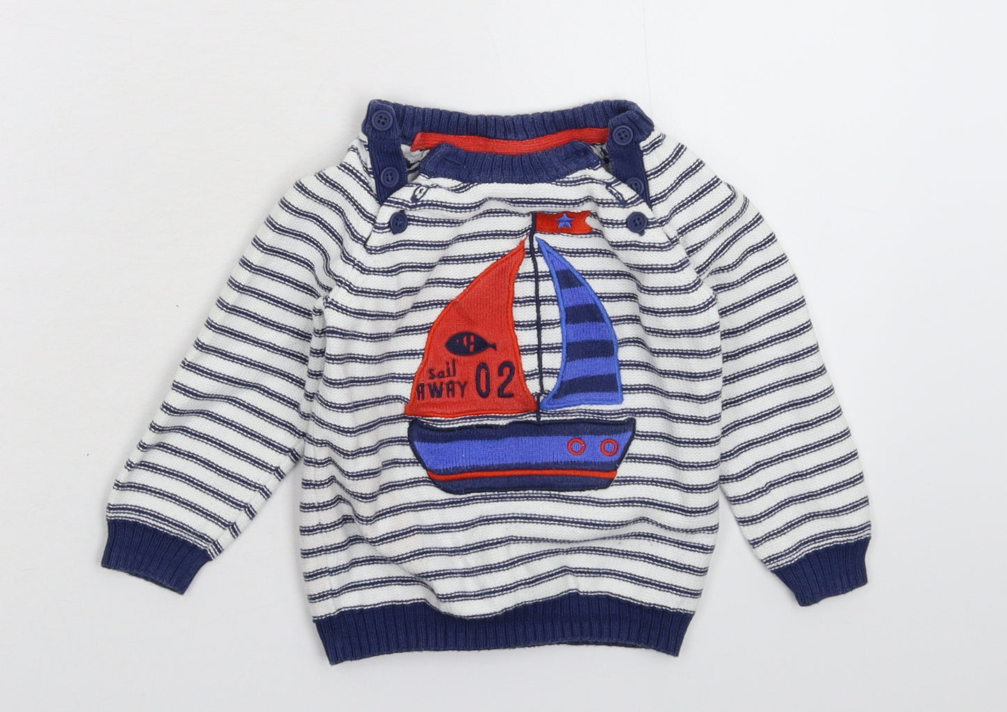 TU Baby White Striped Knit Pullover Jumper Size 12-18 Months