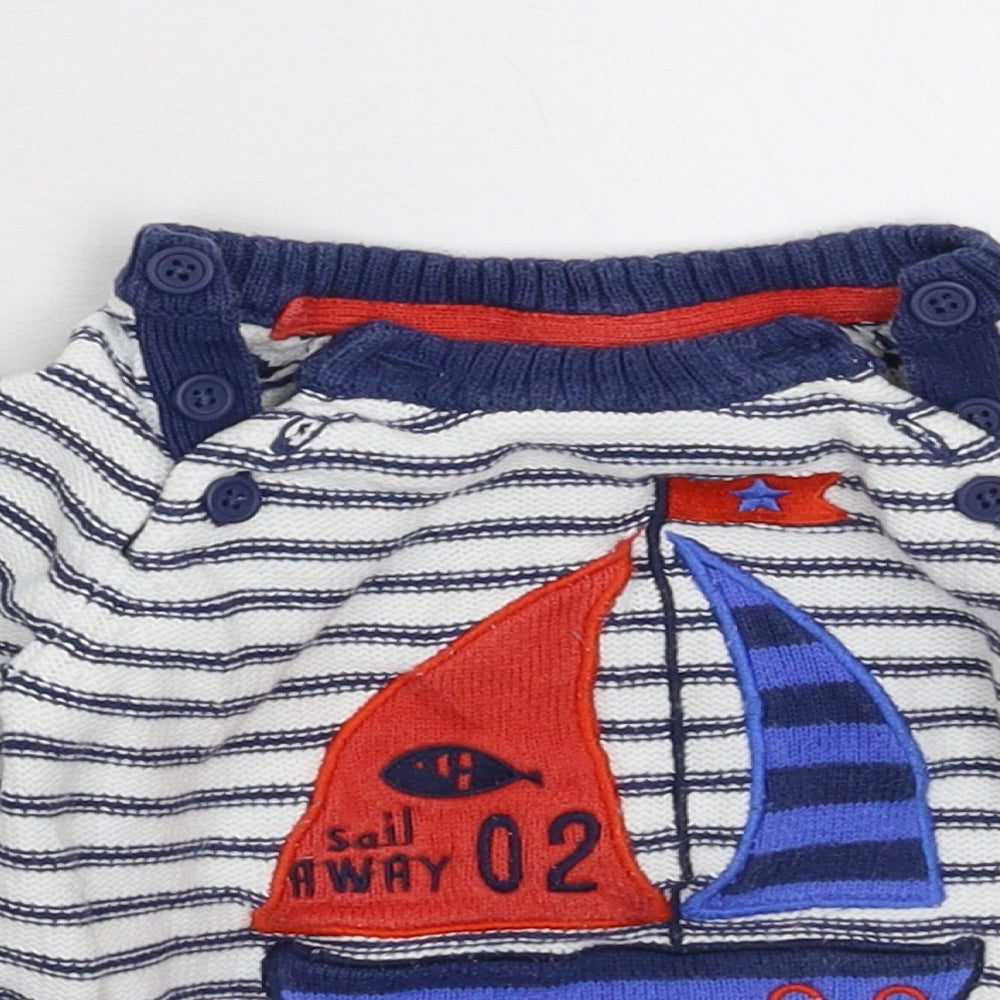TU Baby White Striped Knit Pullover Jumper Size 12-18 Months