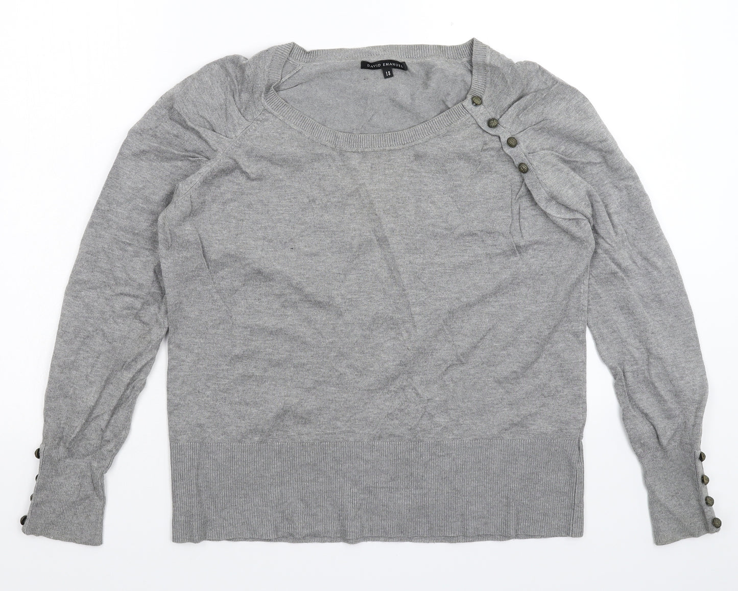 David Emanuel Womens Grey  Knit Pullover Jumper Size 18