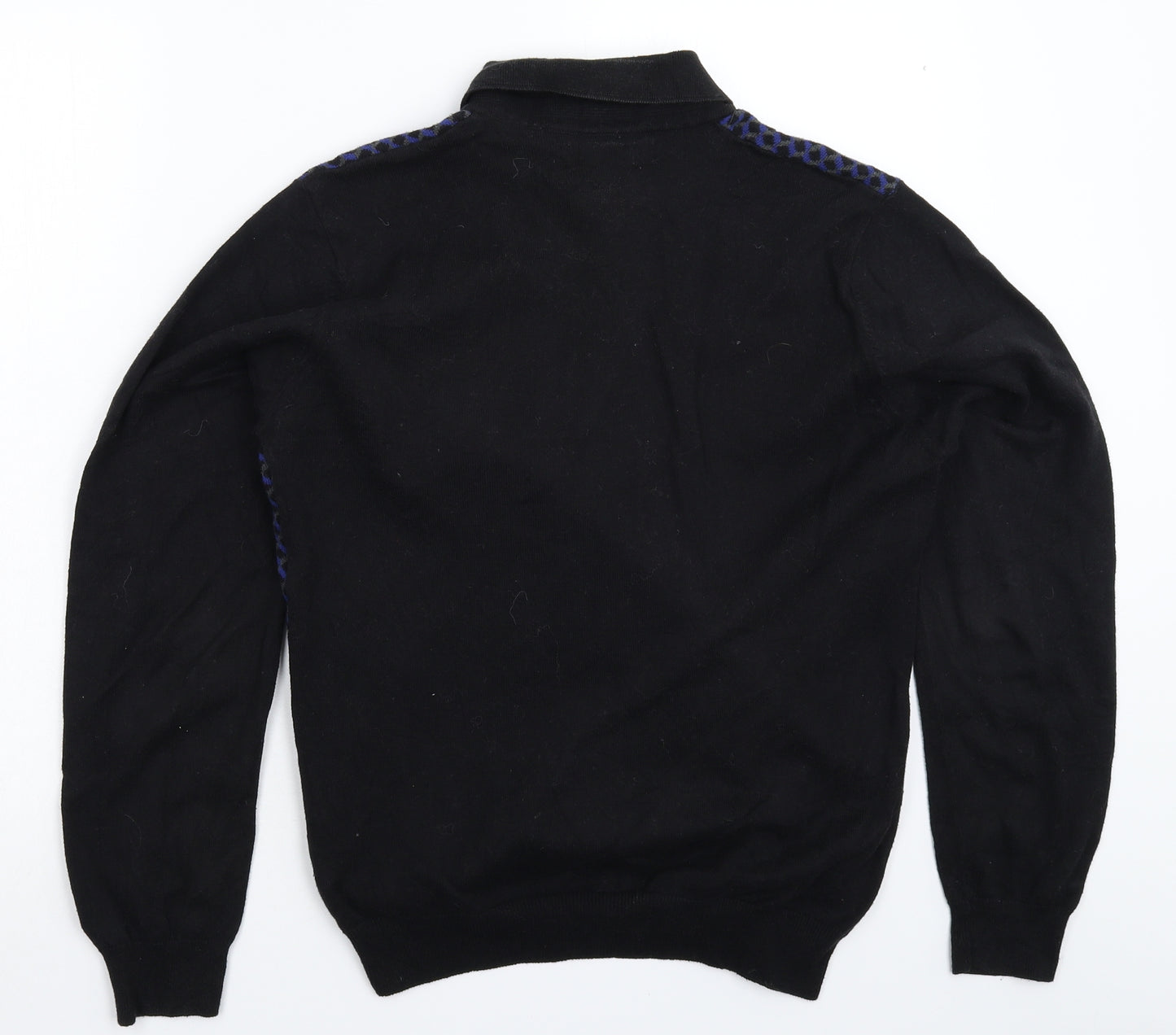 Autograph Mens Black Geometric Knit Pullover Jumper Size S