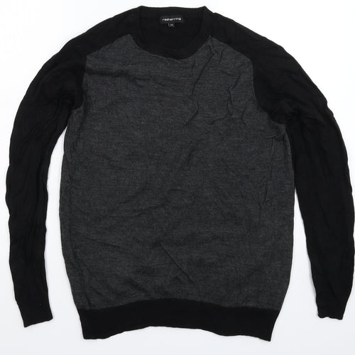 Red Herring Mens Black  Knit Pullover Jumper Size M