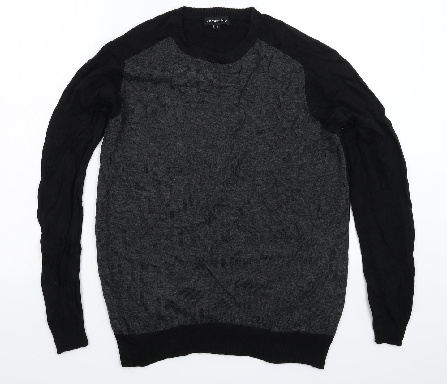 Red Herring Mens Black  Knit Pullover Jumper Size M