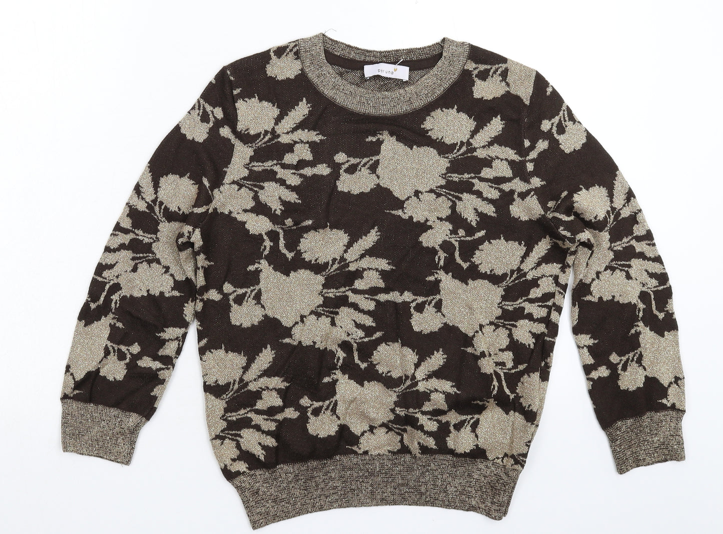 Marks and Spencer Womens Grey Floral Knit Pullover Jumper Size 10