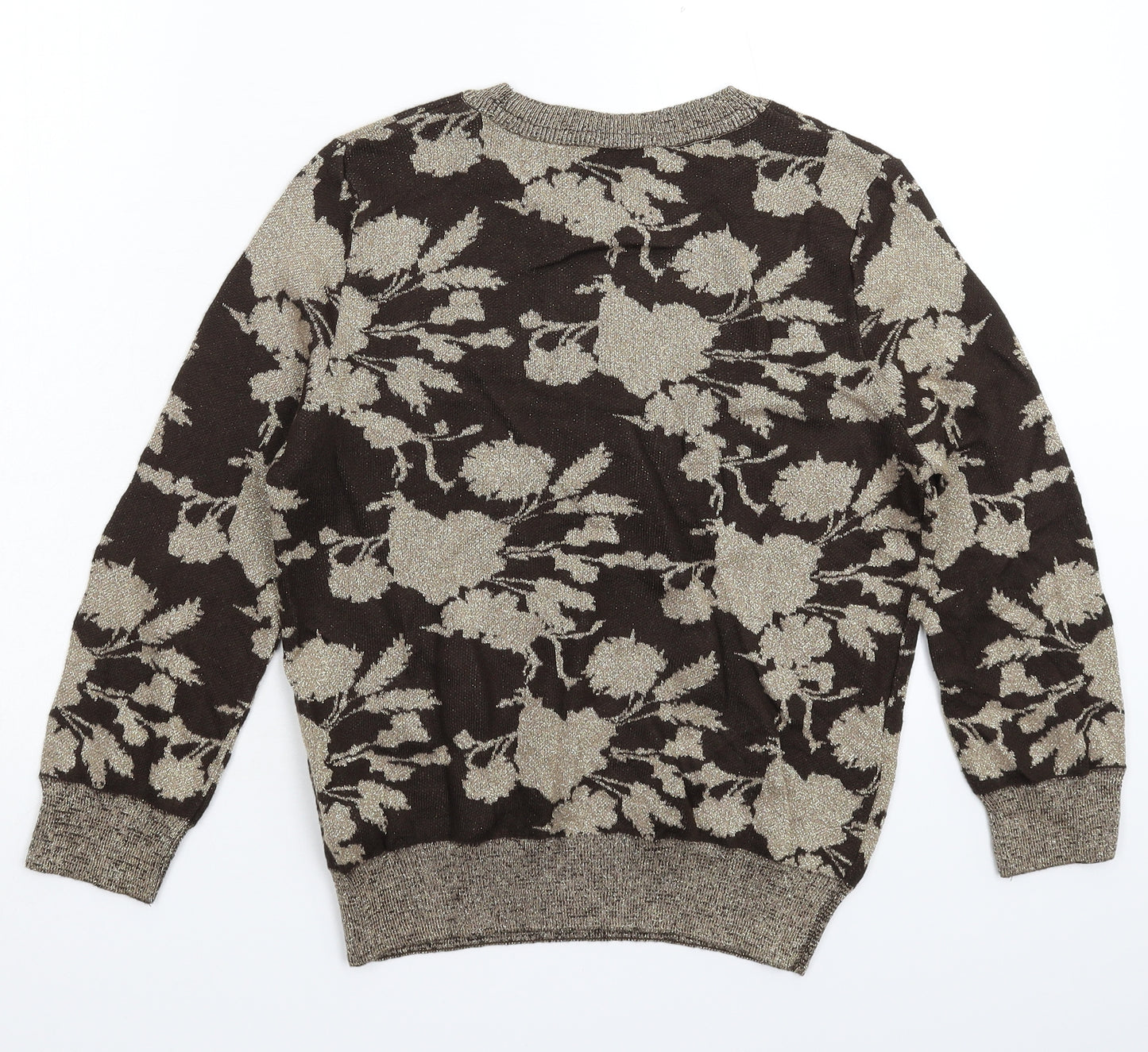 Marks and Spencer Womens Grey Floral Knit Pullover Jumper Size 10