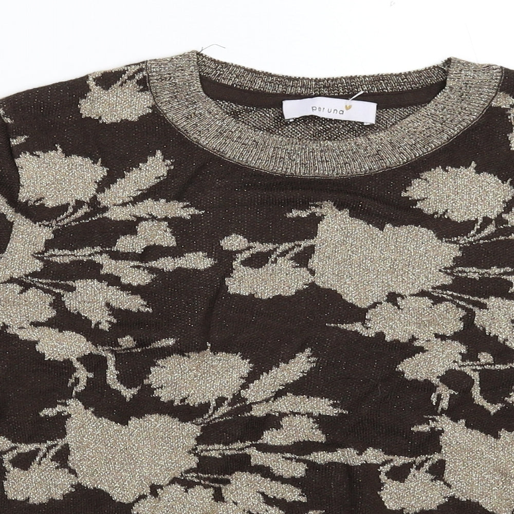 Marks and Spencer Womens Grey Floral Knit Pullover Jumper Size 10