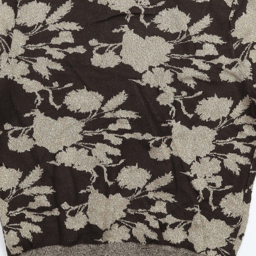 Marks and Spencer Womens Grey Floral Knit Pullover Jumper Size 10