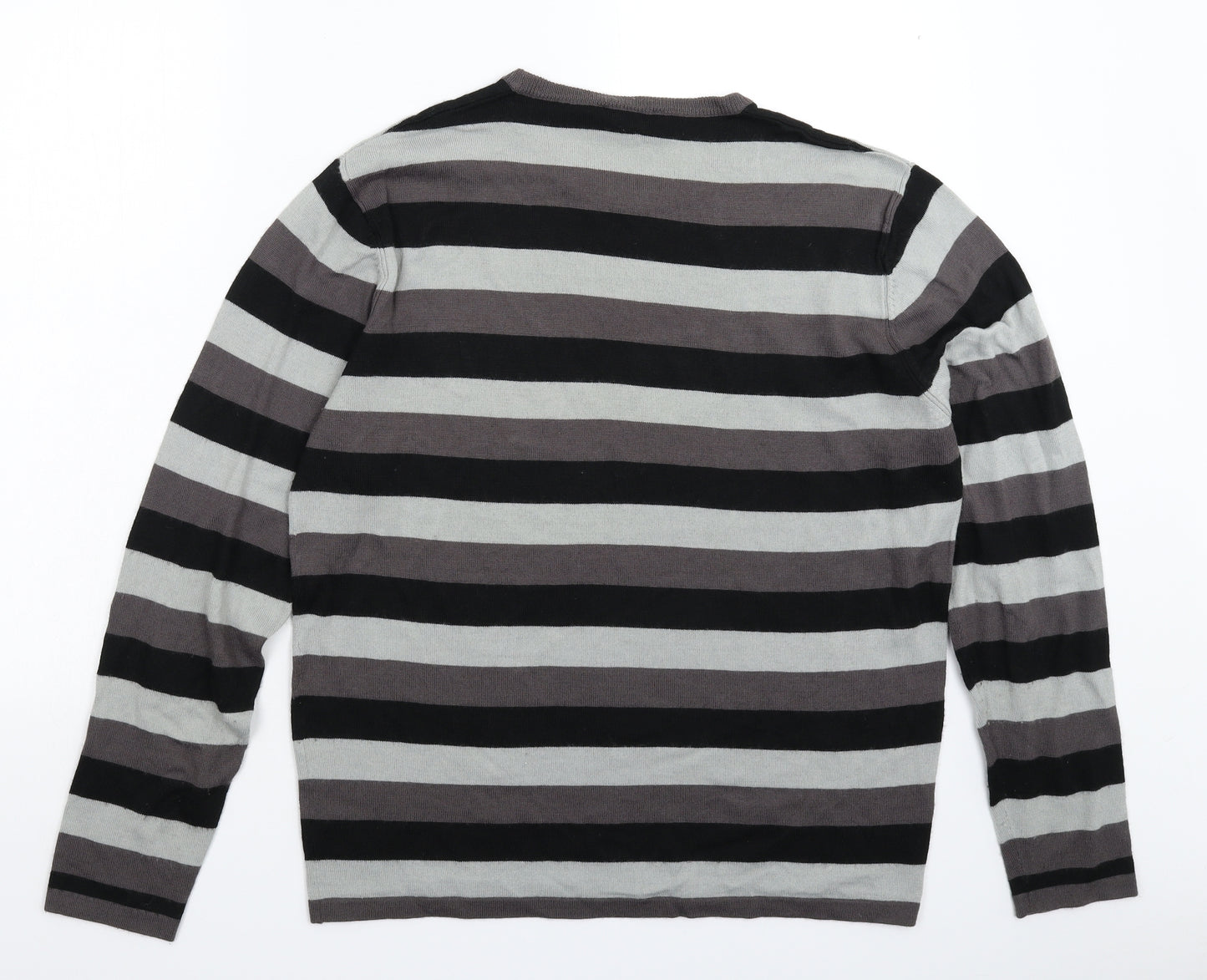 Kangol Mens Grey Striped Knit Pullover Jumper Size L