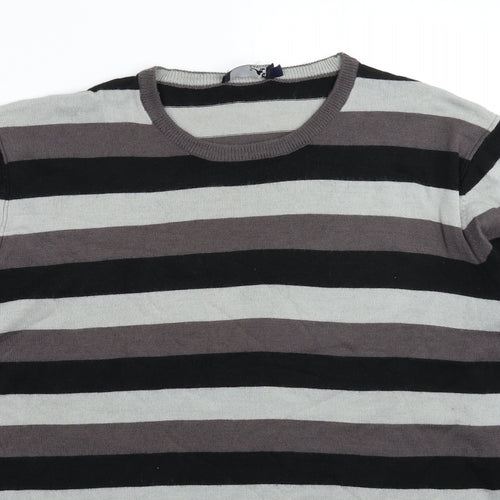 Kangol Mens Grey Striped Knit Pullover Jumper Size L