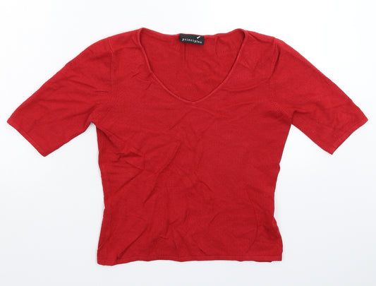 Front view of Principles women’s red knit jumper, size UK 12