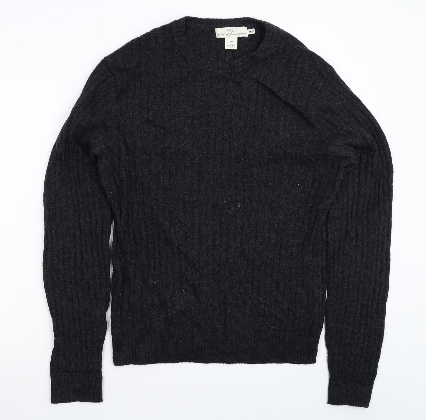 H&M Mens Grey  Knit Pullover Jumper Size L