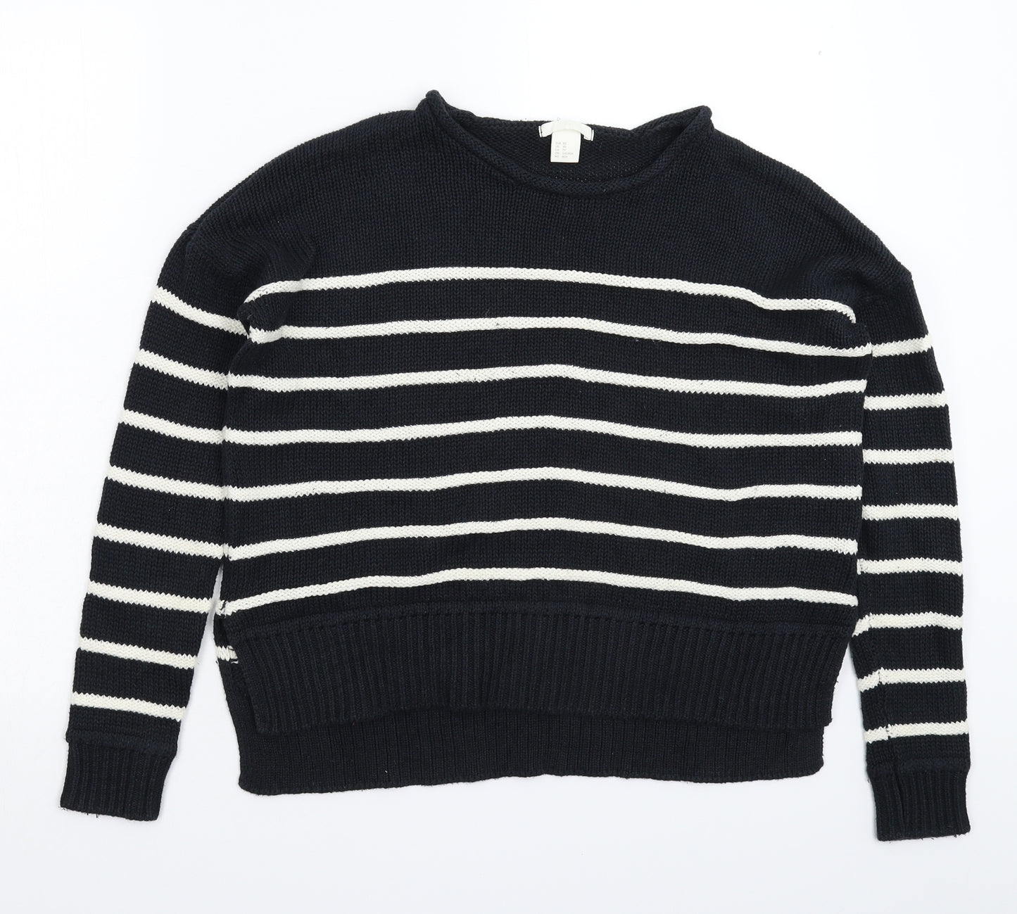 H&M Womens Blue Striped Knit Pullover Jumper Size XS  - Oversized
