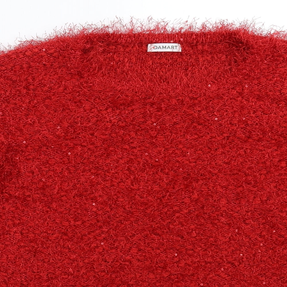 Damart Womens Red  Knit Pullover Jumper Size 20