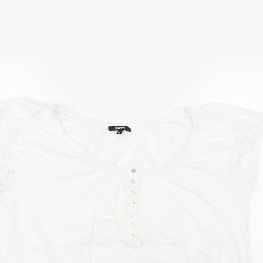 Papaya Womens White   Basic T-Shirt Size 16