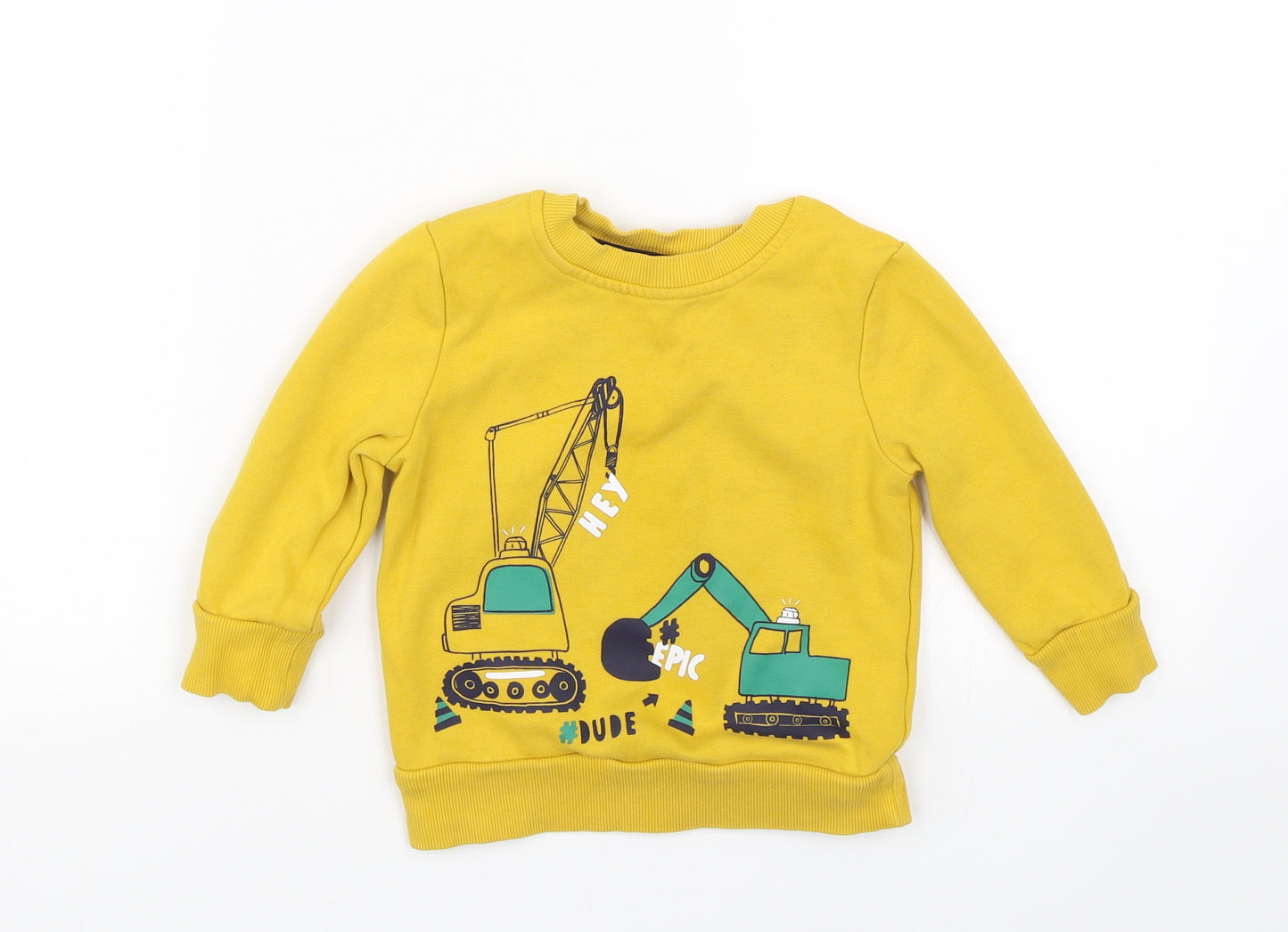 George Baby Yellow   Pullover Jumper Size 12-18 Months  - Diggers