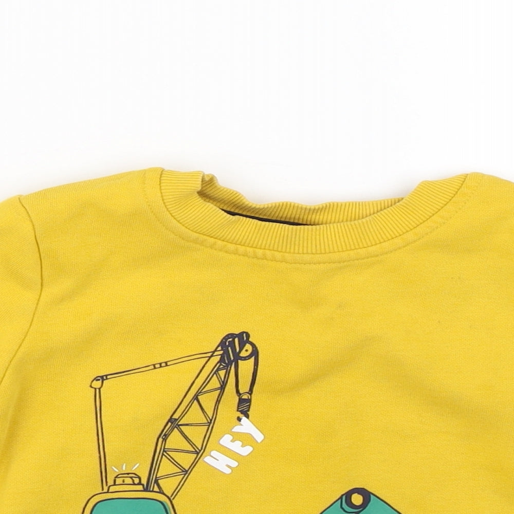 George Baby Yellow   Pullover Jumper Size 12-18 Months  - Diggers