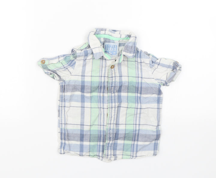 TU Boys Blue Check Basic Button-Up Size 12-18 Months