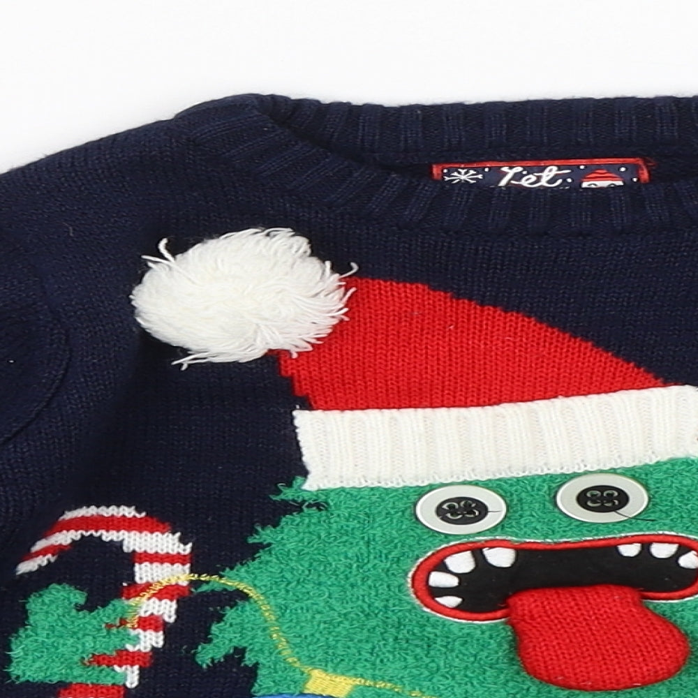 F&F Boys Blue  Knit Pullover Sweatshirt Size 2-3 Years  - christmas